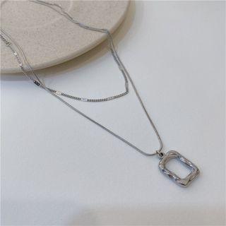 Square Pendant Layered Necklace