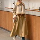 Two Tone Layered Tie-waist Trench Coat