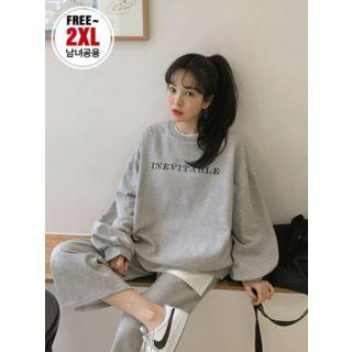Couple Crew-neck Lettering Colored Sweatshirt