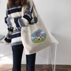 Cow Embroidered Fleece Tote Bag Cow - Off White - One Size
