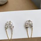 Faux Crystal Chain Dangle Earring 1 Pair - Gold & Transparent - One Size