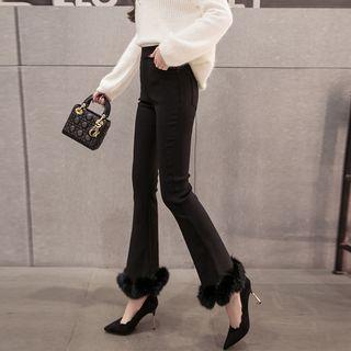 Furry Cuff Boot-cut Pants