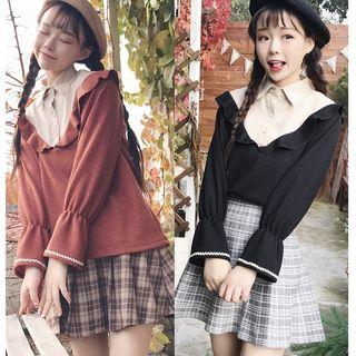 Frill Trim Mock Two Piece Shirt