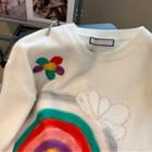 Faux Pearl Rainbow Print Sweater
