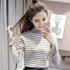 Mock Neck Stripd Top