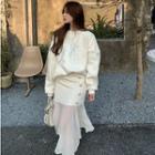 Embroidered Loose-fit Sweatshirt / Mesh Skirt