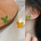 Color Block Butterfly Earring Green&yellow - 1334a#