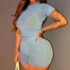 Set: Short-sleeve Sheer T-shirt + Shorts