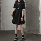 Short-sleeve Frog Button A-line Dress