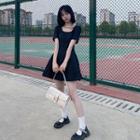 Short-sleeve Scoop-neck Mini A-line Dress