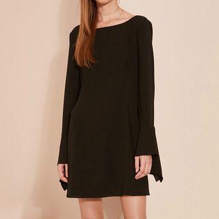 Flared-cuff Long-sleeve Dress