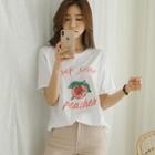 Peach-printed Relaxed-fit T-shirt