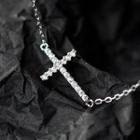 925 Sterling Silver Rhinestone Crisscross Necklace Necklace - S925silver - One Size
