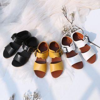 Faux Leather Open Toe Buckled Sandals