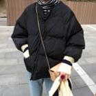 Contrast Trim Scarf / Padded Jacket / Set