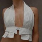 Halter Open-back Crop Top White - One Size