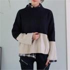 Mock-neck Two-tone Sweater