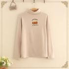 Long Sleeve High Neck Embroidered T-shirt