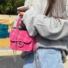 Quilted Chain Strap Flap Shoulder Bag Rose Pink - One Size
