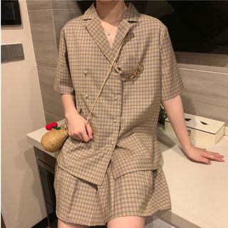 Plaid Short-sleeve Shirt / Shorts / Mini Skirt