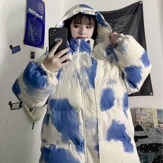 Tie-dye Padded Hooded Zip-up Coat