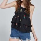 Embroidered Tiered Tank Top