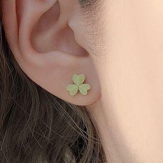 Clover Sterling Silver Earring 1 Pair - Green - One Size