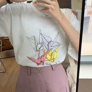 Crane Print Short-sleeve Tee