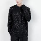 Long Sleeve V-neck Sequins T-shirt