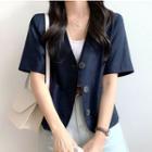 Short-sleeve V-neck Single-breasted Blazer