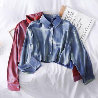 Loose-fit Satin Crop Shirt