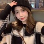 Plaid Loose-fit Sweater Black - One Size