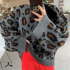 Wide-sleeve Leopard Oversized Sweater