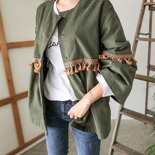 Tasseled Contrast-trim Buttoned Jacket