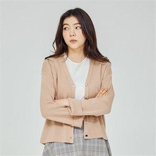V-neck Jewel-button Cardigan