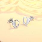 Heart Ear Stud 1 Pair - 925 Silver - Silver - One Size