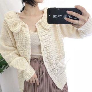 Ruffle Mock Neck Cropped Cardigan