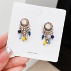 Alloy Rhinestone Fringed Earring 1 Pair - As Shown In Figure - One Size