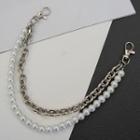 Faux Pearl Layered Bag Chain Silver & White - One Size