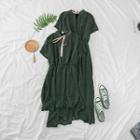 Tie-neck Dotted Chiffon Dress / Maxi Dress