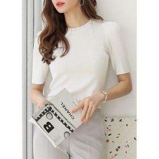 Pastel Puff-shoulder Light Knit Top