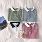 Short-sleeve Polo Collar Letter Embroidered T-shirt