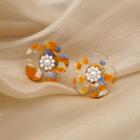 Flower Faux Pearl Acrylic Earring E2969 - 1 Pr - Transparent - One Size