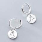 925 Sterling Silver Cartoon Disc Dangle Earring S925 Silver - As Shown In Figure - One Size