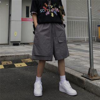 Drawstring Waist Asymmetric Cargo Shorts