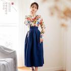 Modern Hanbok Long-sleeve Bloom Print Top