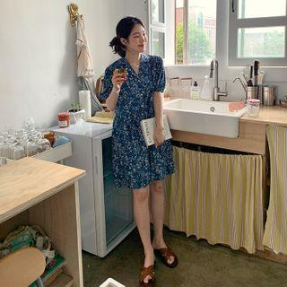 Puff-sleeve Floral Shirtdress