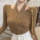 Wrap Ribbed Knit Sweater
