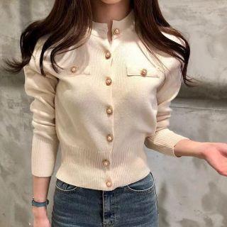 Band Collar Slim Fit Cropped Cardigan