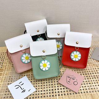 Floral Charm Paneled Crossbody Bag